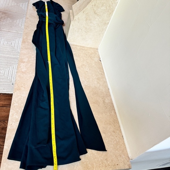 Dress The Population Evie Pine Green Gown Cap Sleeve Open Back Womens Size L - Picture 13 of 16